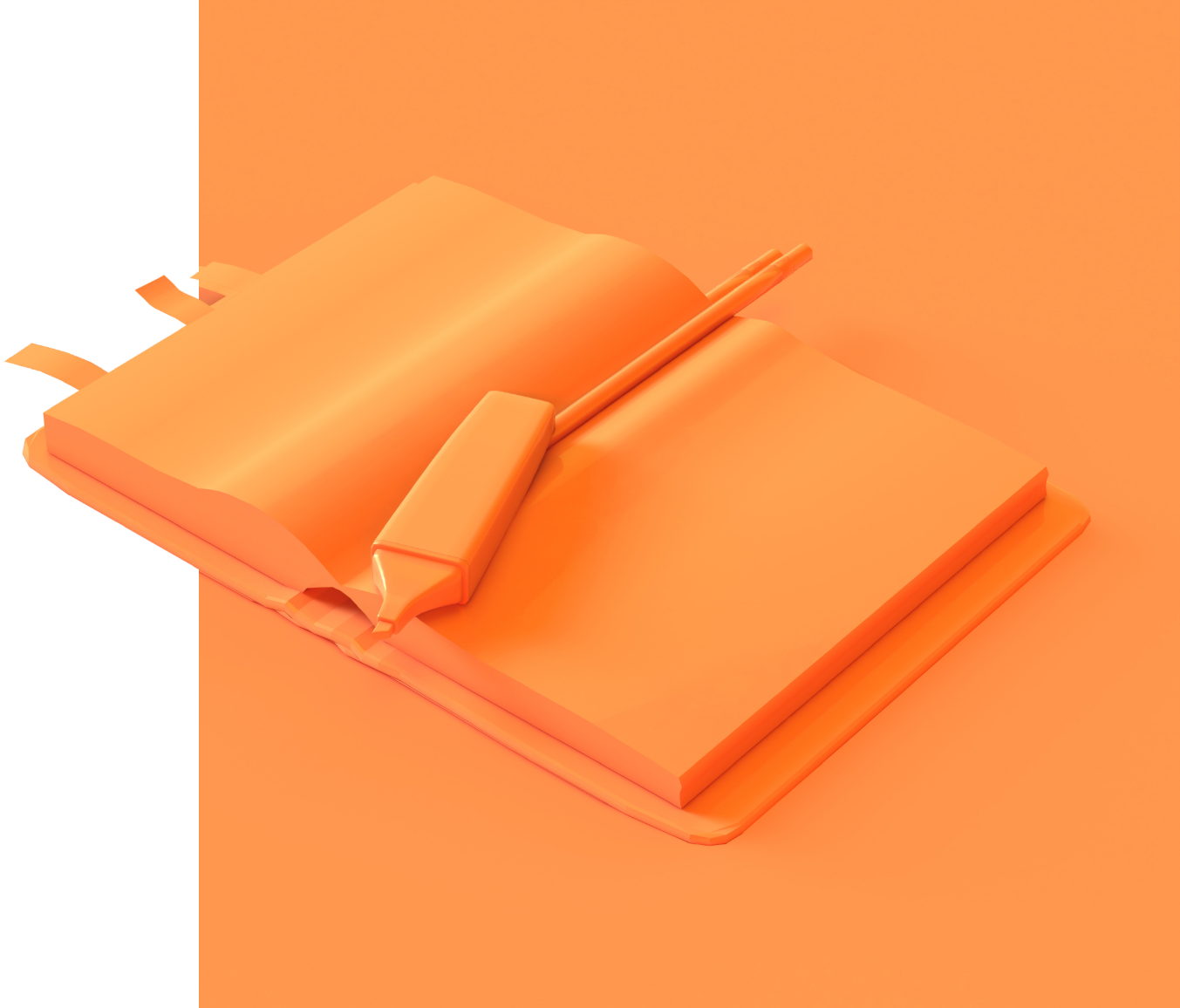 Schmuckbild aufgeklapptes Buch mit Marker